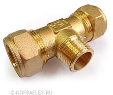 Тройник труба-труба-наружная резьба 15*15мм*1/2 дюйма Flexible hose Россия