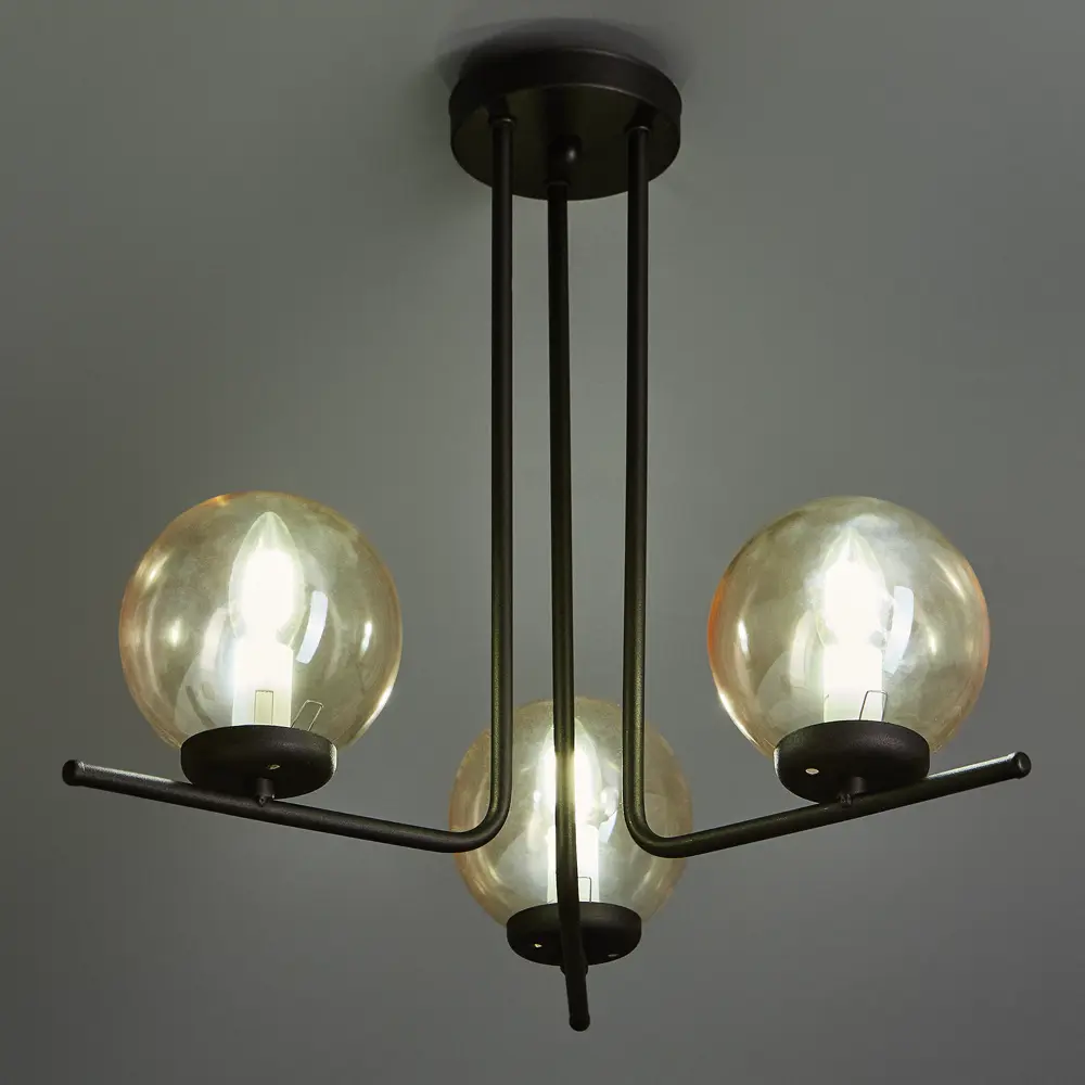 Люстра потолочная Лоу 131 01-3x40-225 3 лампы 15 м² цвет черный ЗАВОД ЭЛЕТЕХ STLM-2179827 - Вид №1