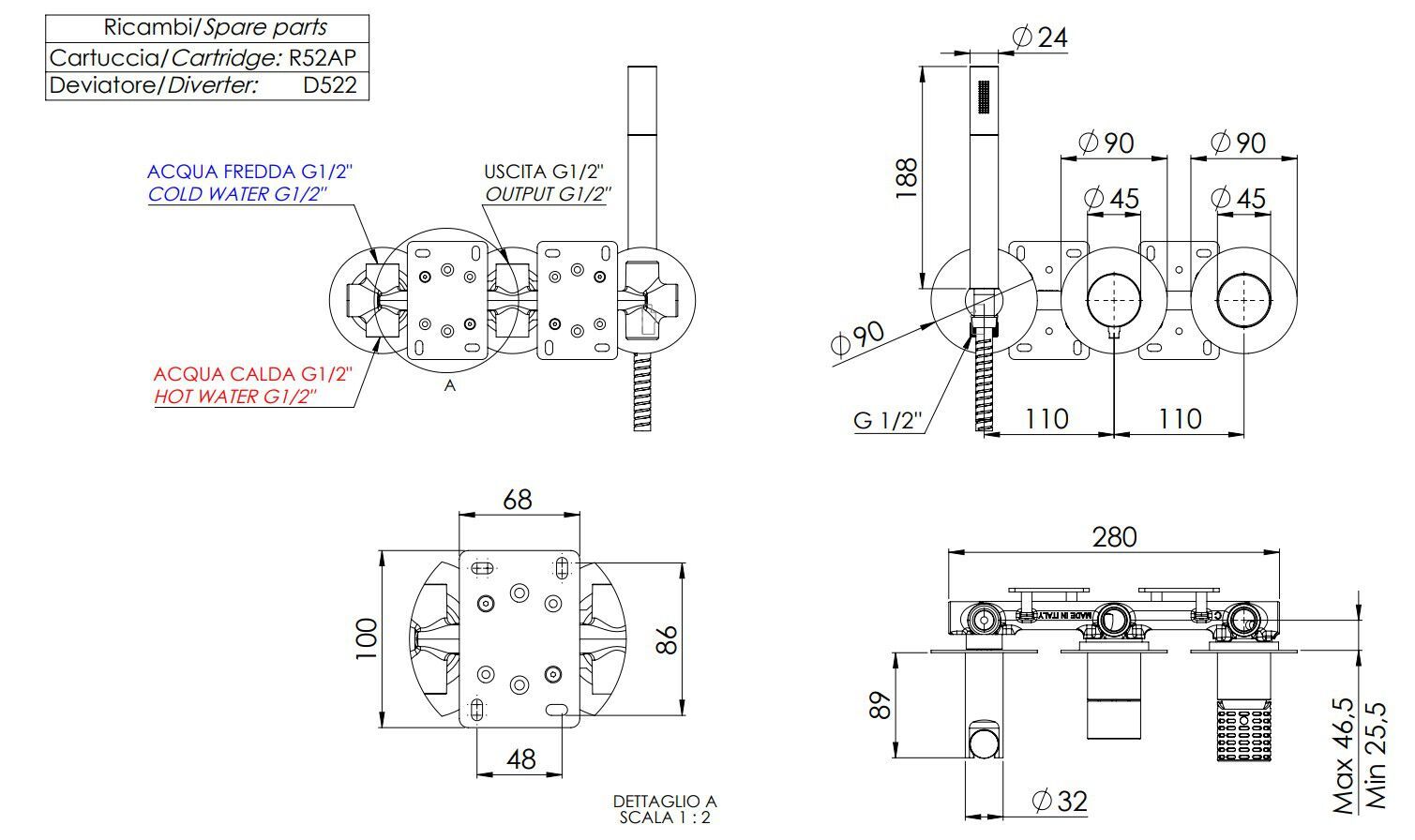 Набор для душа с ручным душем Remer Rubinetterie Celebrity ARCH-00113582 - Вид №2