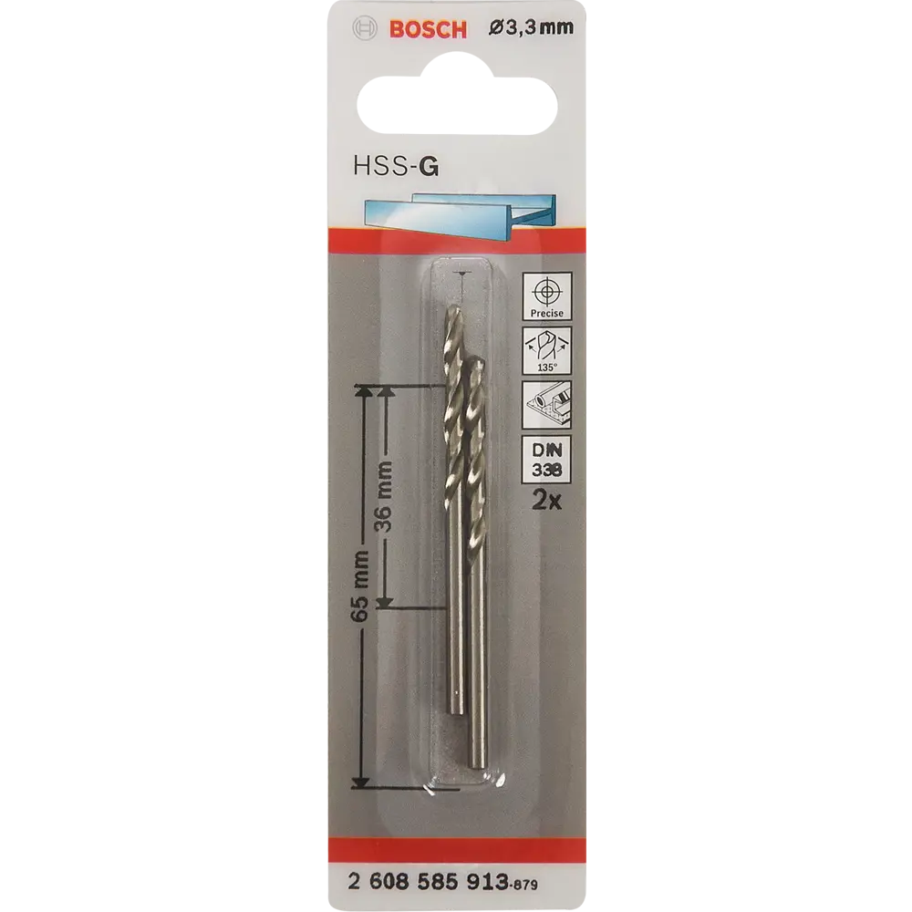 Сверло по металлу Bosch HSS-G 3.3x65 мм BOSCH PROFESSIONAL STLM-2096659 - Вид №3