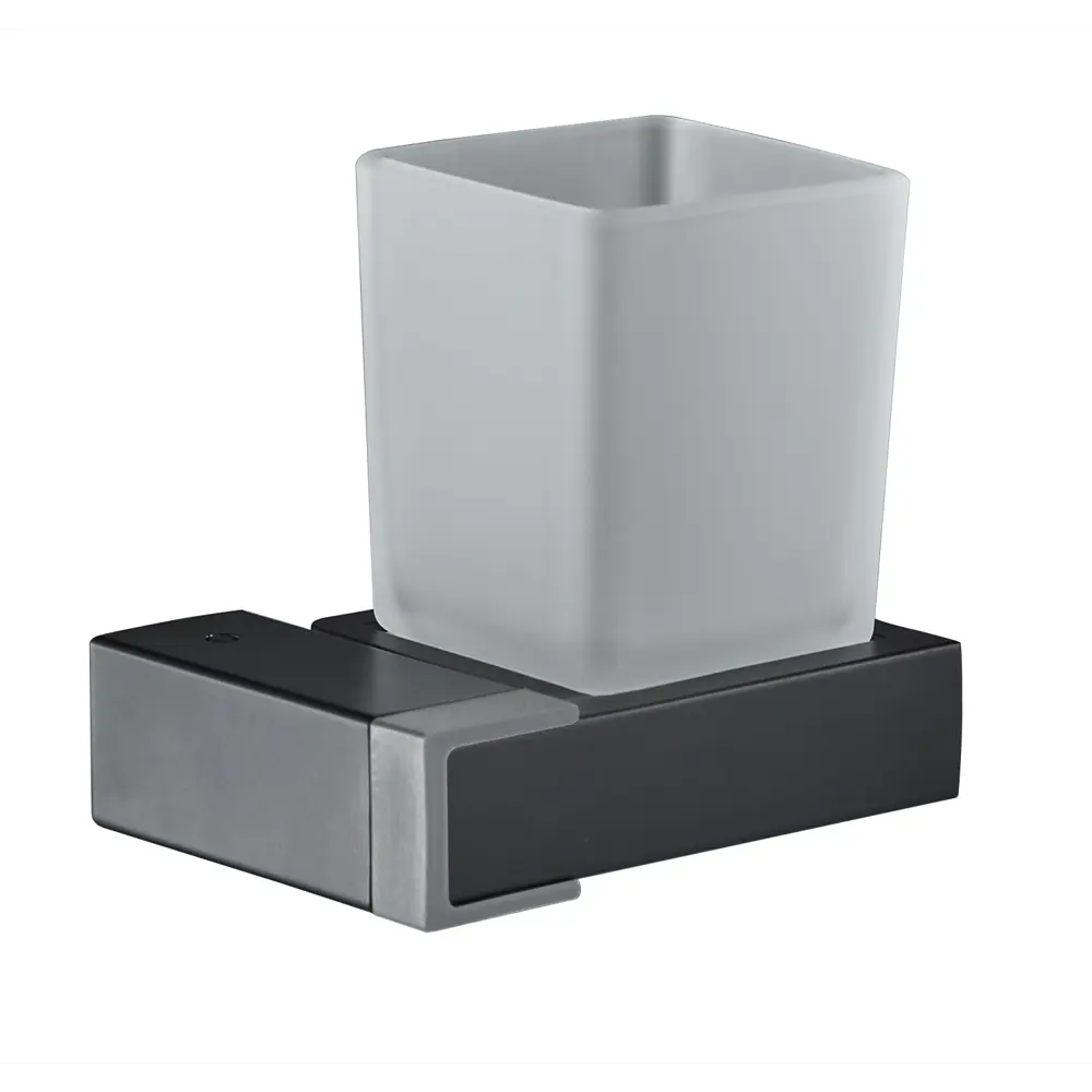 Стакан для зубных щеток Swensa Flat металл цвет черно-серебристый STLM-2147781