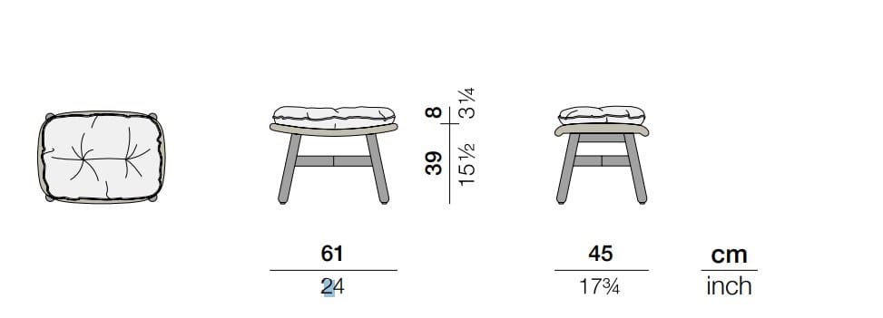 Алюминиевая и тканевая прямоугольная Садовая подставка для ног DEDON MBRACE ALU ARCH-00049997 - Вид №3