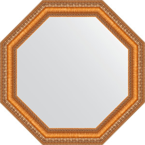 BY 3706 Зеркало в багетной раме - золотые бусы на бронзе 60 mm EVOFORM Octagon