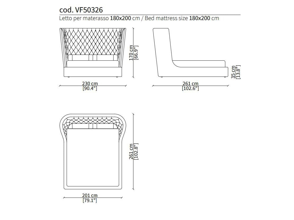 Мягкая кровать из ткани Vittoria Frigerio Медичи ARCH-00047591 - Вид №4
