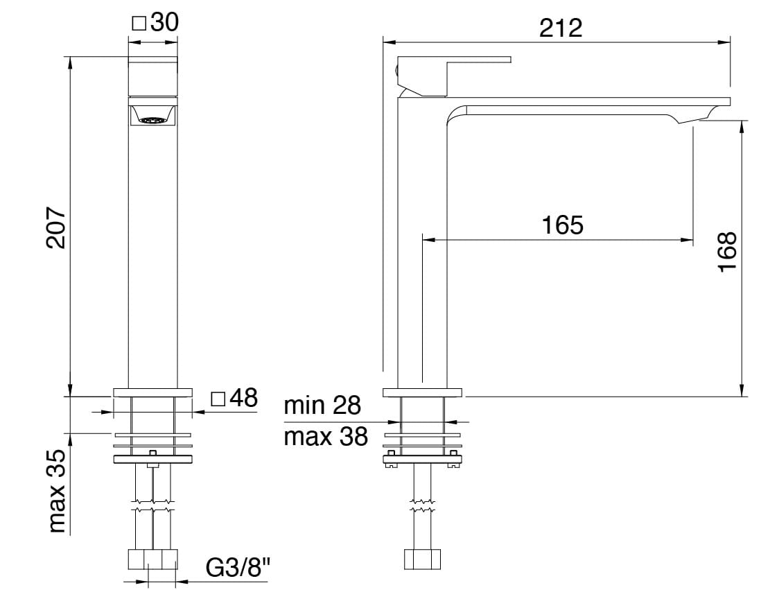 Смеситель для раковины из латуни Rubinetterie Treemme Q30 ARCH-00067091 - Вид №6