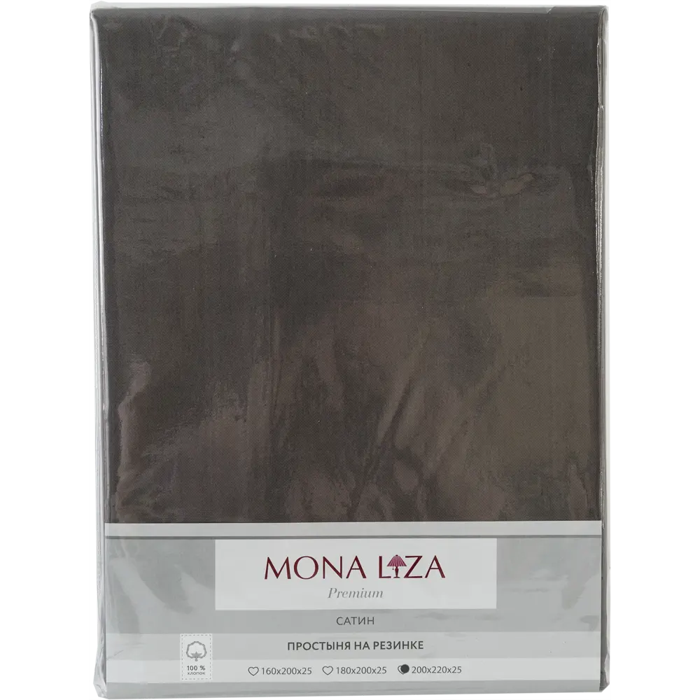 Простыня евро Mona Liza Premium 200x220 см сатин на резинке графитный 82493883 STLM-2115622 Santreyd  - Вид №2