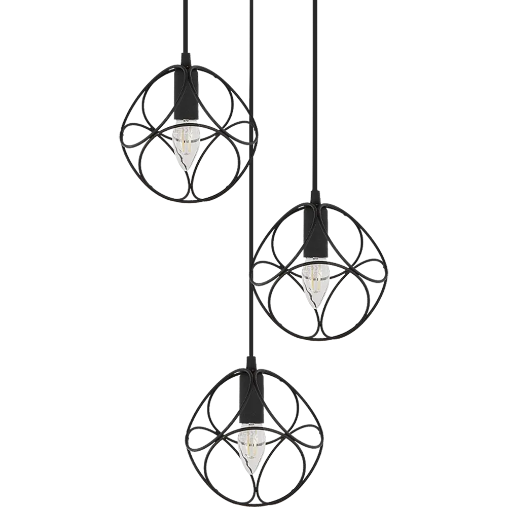 Люстра подвесная Vitaluce Патрисия 3 лампы 9м² Е14 цвет черный матовый STLM-2011220 - Вид №3