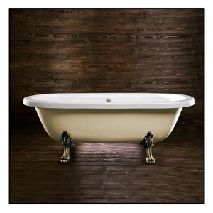Ванна напольная отдельностоящая кремовая с золотыми ножками "Львиная лапа" Akcjum Octavia WN-09-01-BR-J