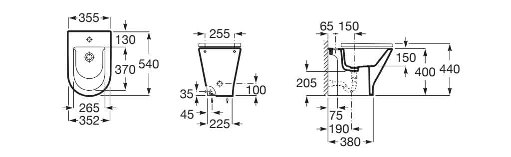Напольное фарфоровое биде с переливом Roca The Gap ARCH-00092932 - Вид №2