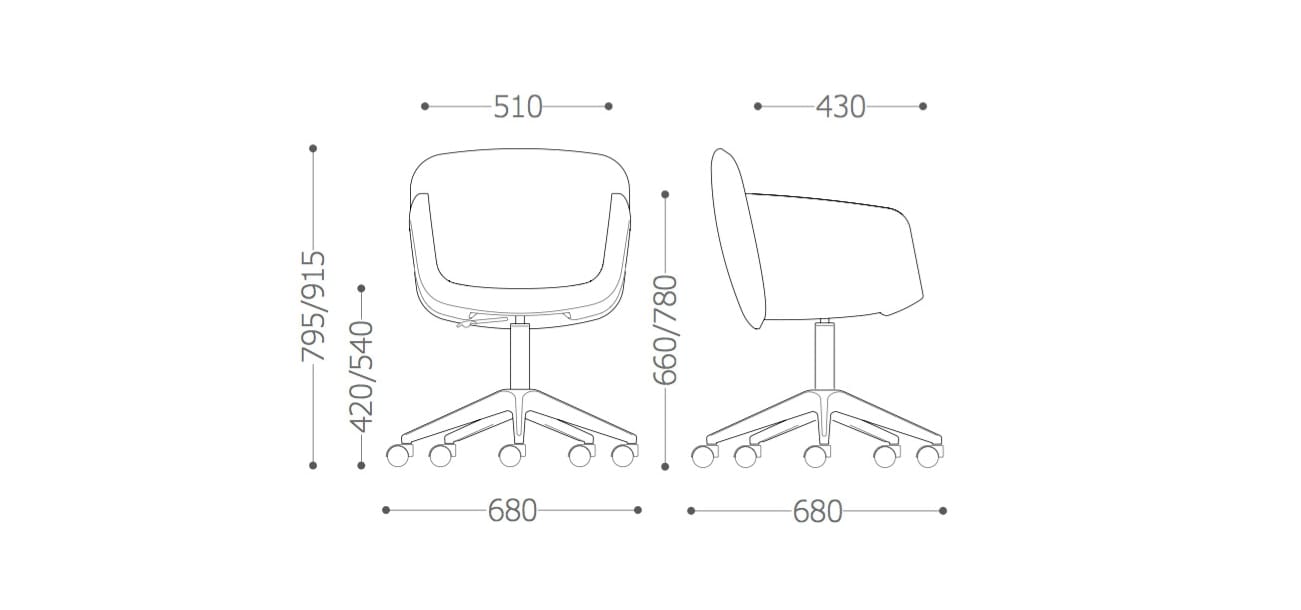 Мягкое вращающееся офисное кресло с колесами VAGHI Viva Guest ARCH-00042478 - Вид №5