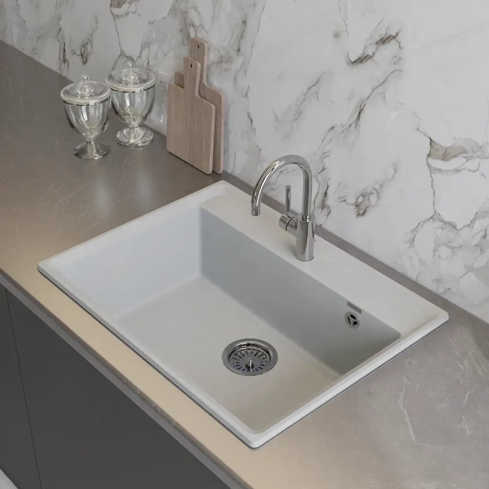 GRANFEST Level - врезная кухонная мойка 50×66 см с мраморной крошкой 89404389 STLM-1579050