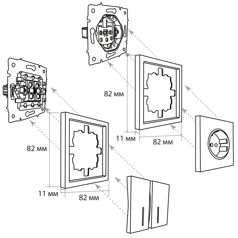 Выключатель перекрестный Lezard Zima 2 клавиши цвет черный STLM-2180259 - Вид №6
