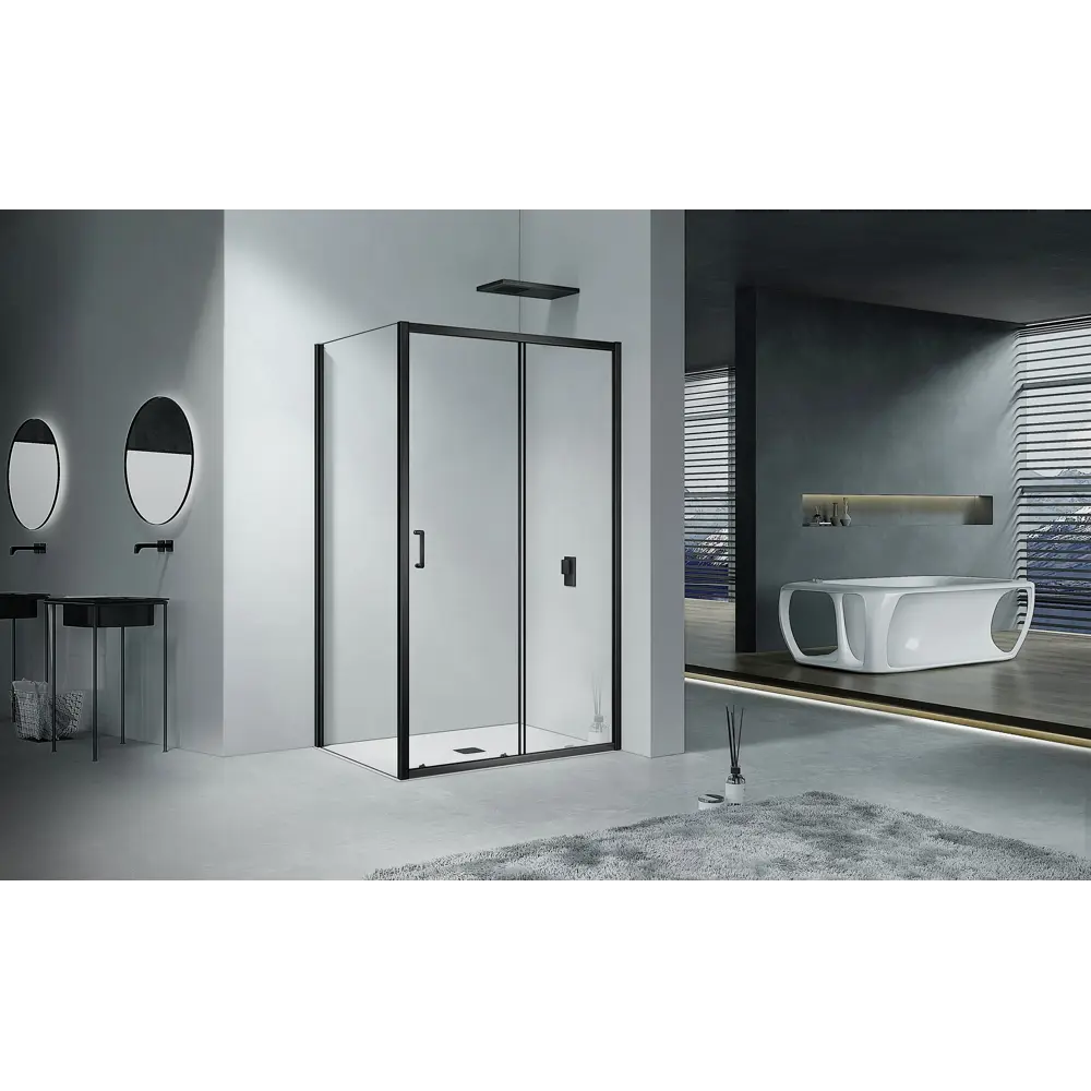 Боковая панель для душа Drop 100x185см профиль черный стекло прозрачное 6мм Santreyd STLM-2178944