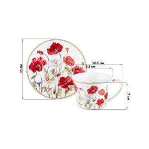 Чайная пара 4 предметов270 мл 125x95x7 см "Маки" NEW BONE CHINA