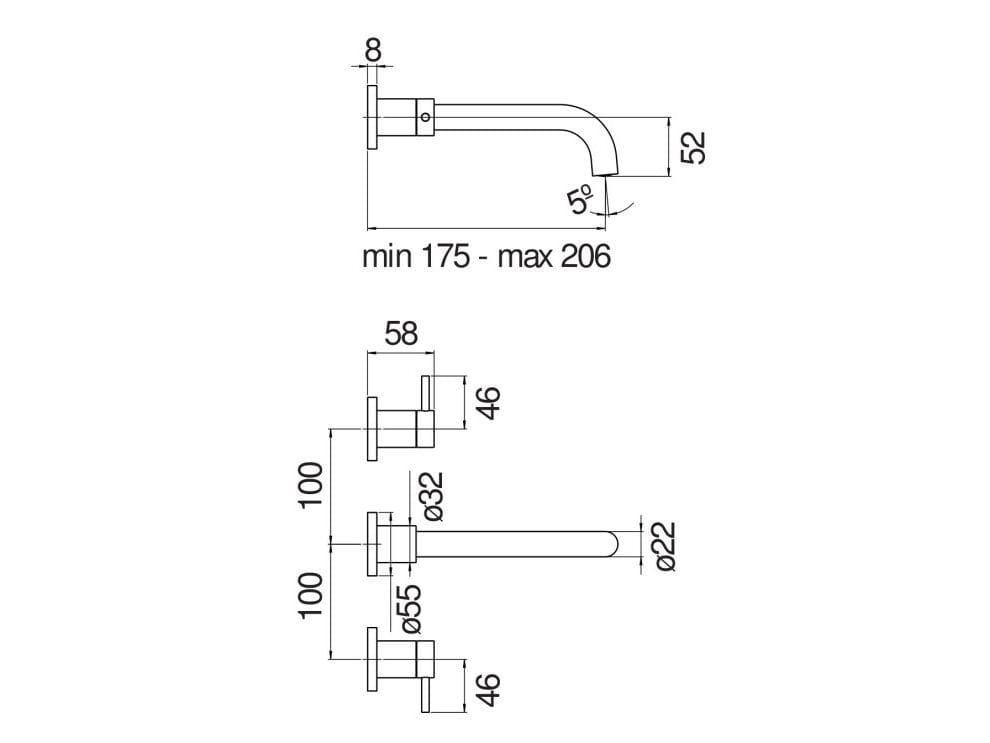 Настенный смеситель для раковины с 3 отверстиями без слива Nobili Velis ARCH-00006709 - Вид №7