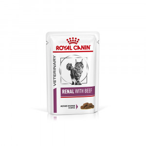 ПР0053549 Корм для кошек Vet Diet Renal при почечной недостаточности, говядина пауч 85г ROYAL CANIN