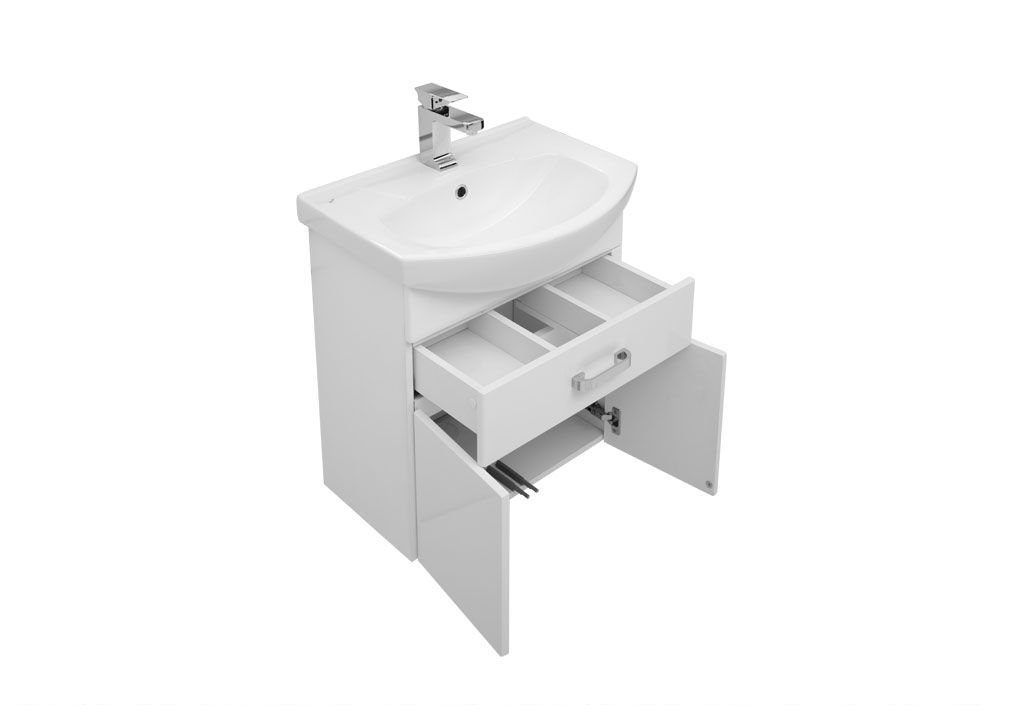 Тумба с раковиной Aquanet Ирис 60 белый (1 ящик, 2 дверцы) 0019838100182641 - Вид №3