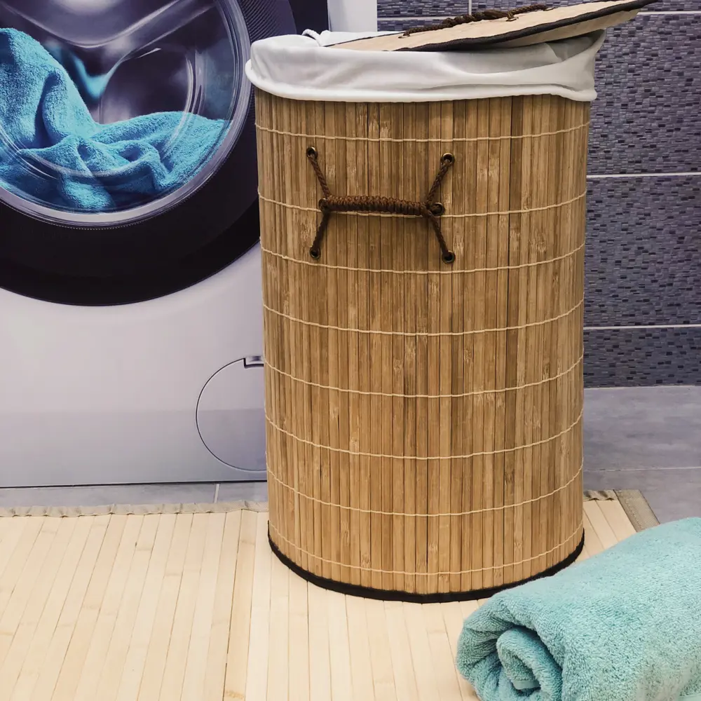 Корзина для белья складная круглая, 40 л, бамбук STORIDEA Без серии STLM-2100434 - Вид №4