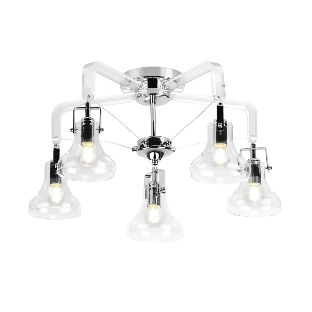 Люстра потолочная Rivoli Scomparsa S5 CR, 5 ламп, 15 м², цвет хром/прозрачный STLM-2157006