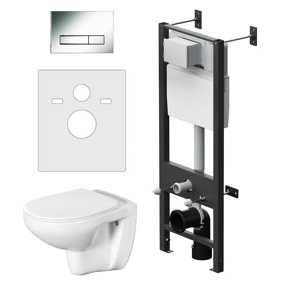 Комплект инсталляция с унитазом Damixa Elder с клавишей цвет глянцевый хром STLM-2066815 - Вид №2