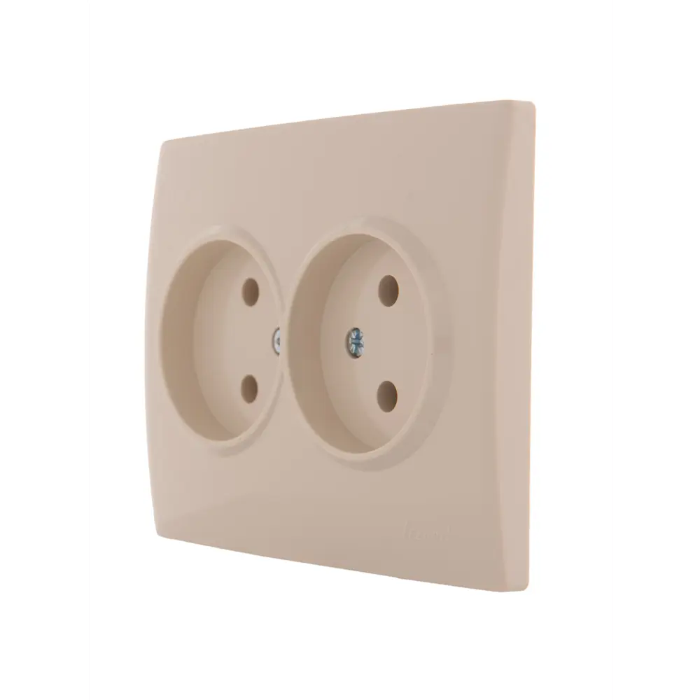 Розетка двойная Lezard Karina без заземления цвет кремовый STLM-2155562 - Вид №1