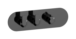 Внешняя часть термостата 2-ходовая, круглая пластина, горизонтальная, ручка С-67 WE ARE IB eua222cfnc6 Black Chrome Aqua