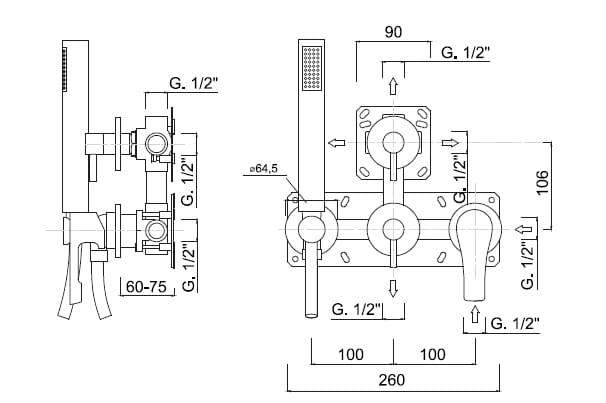 Смеситель для душа с ручным душем Rubinetteria Giulini Ego ARCH-00084603 - Вид №2