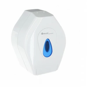 BTN201 Держатель рулона туалетной бумаги TOP MINI, пластик АБС, белый, синее окошко Merida