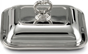 94187 Schiavon Блюдо прямоугольное для овощей с крышкой 28см "Инглезе" (серебро 925пр) Серебро 925