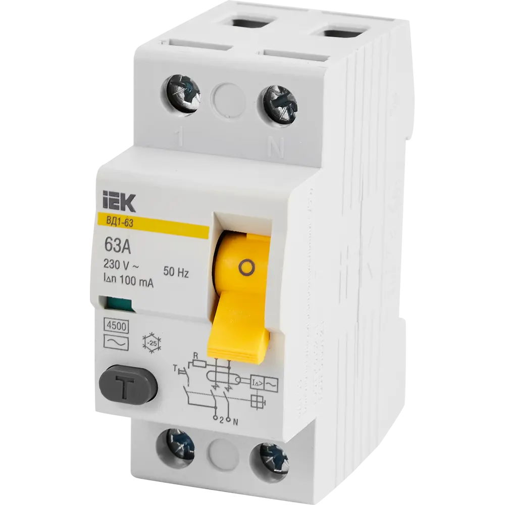 УЗО IEK ВД1-63 2Р 63 А 100 мА 4.5 кА AC STLM-2090746 - Вид №1