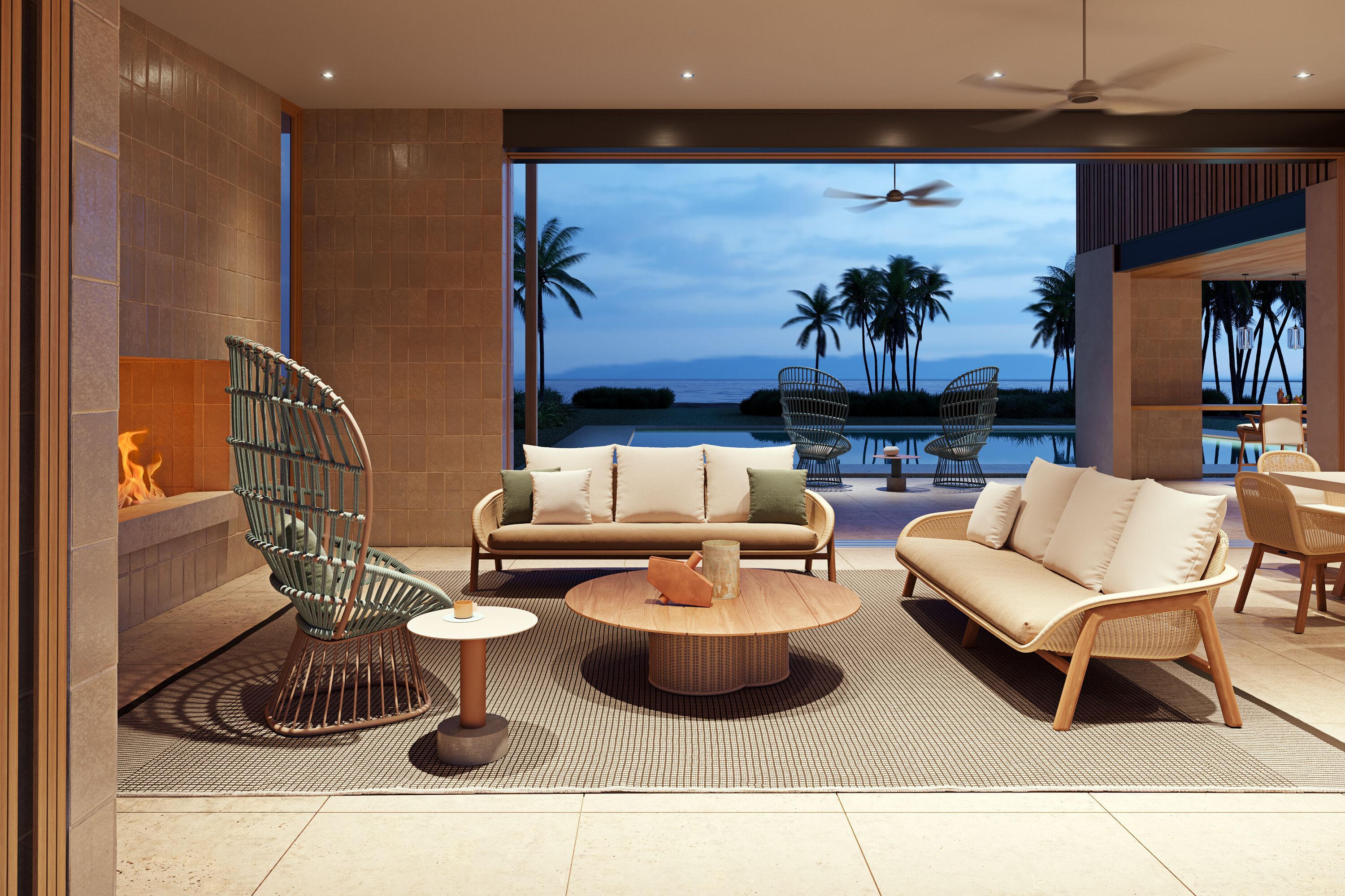 Круглый низкий журнальный столик Kettal плетеная ARCH-00046982 - Вид №4