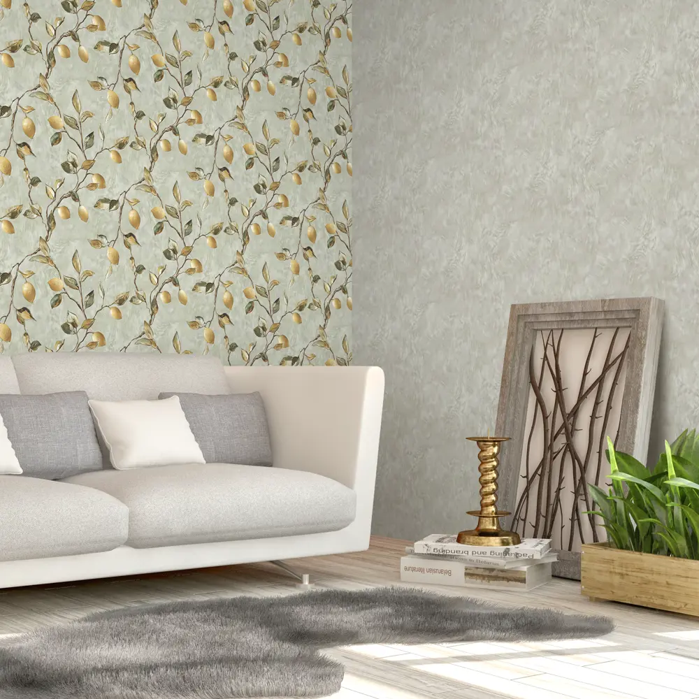 Обои флизелиновые Victoria Stenova Лимон зеленые 1.06 м VS587373 STLM-2010662 - Вид №1