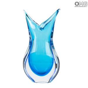 2891 ORIGINALMURANOGLASS Ваза Ласточка - голубая - соммерсо - Original Murano Glass OMG 10 см