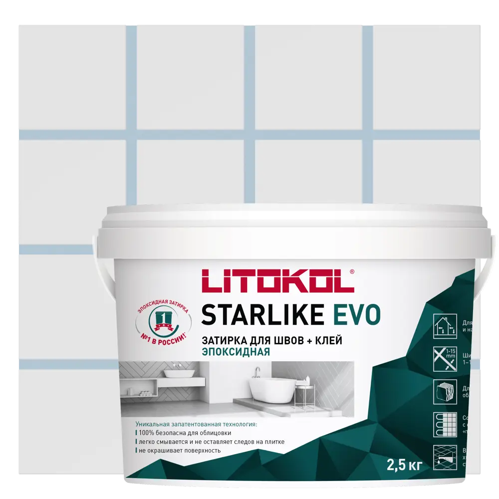 90219283 Затирка эпоксидная Litokol Starlike Evo S.400 цвет зелёный шалфей 2.5 кг STLM-0136573