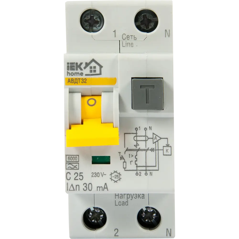 Дифференциальный автомат IEK HOME 25А для защиты от токов утечки 18072539 STLM-1104704 - Вид №1