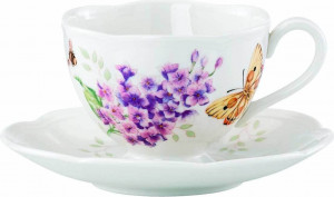 10554190 Lenox Чашка чайная с блюдцем Lenox "Бабочки на лугу" 240мл Фарфор