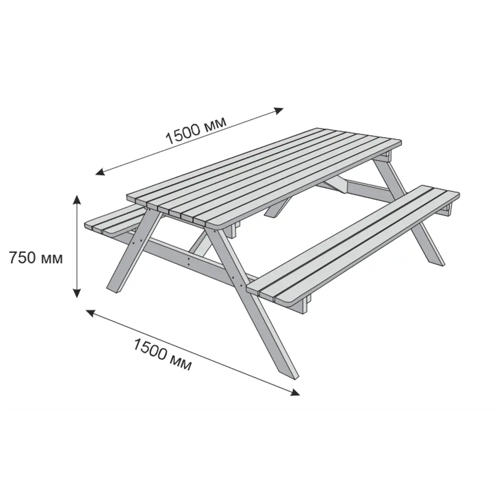 Набор садовой мебели Пикник 150x150x76 см Santreyd STLM-2166372 - Вид №3