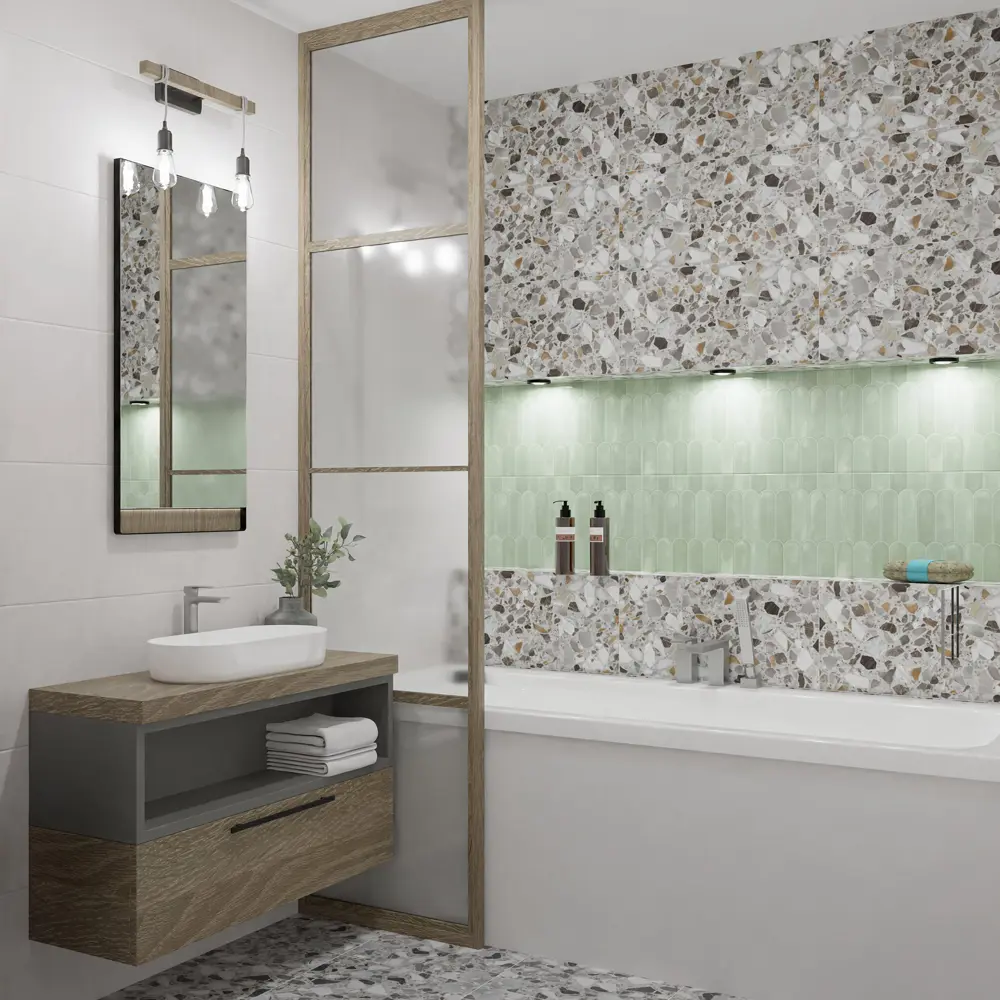 Настенная плитка Azori Salieri Green 31.5x63 см 1.79 м² глянцевая цвет зеленый STLM-2149344 - Вид №5