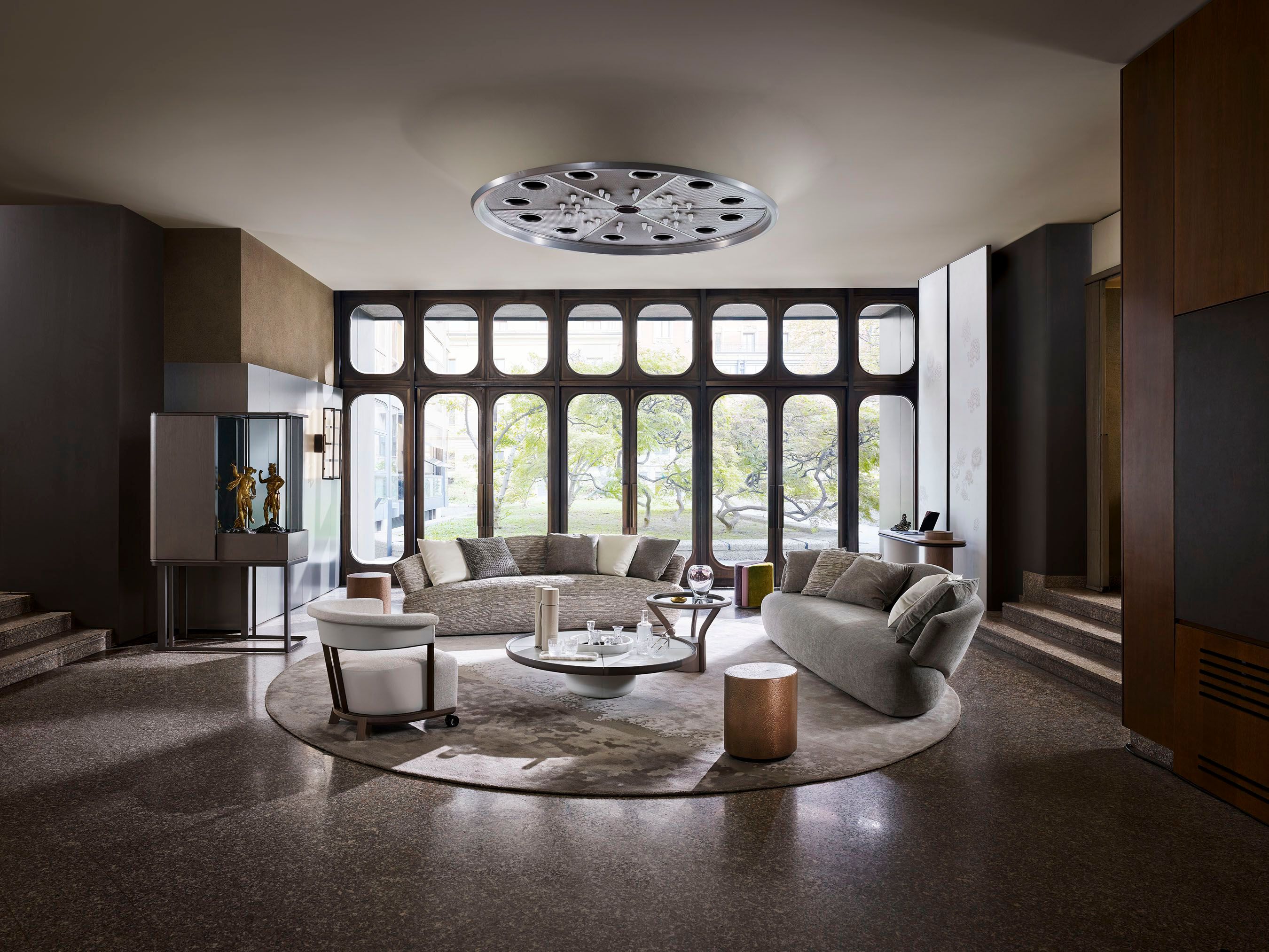 Круглый деревянный и стеклянный журнальный столик Giorgetti CHANTERELLE ARCH-00028351 - Вид №9