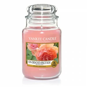 Свеча большая в стеклянной банке "Солнечная абрикосовая роза" Sun-drenched apricot rose 623 гр 110-1 YANKEE CANDLE  267868 Розовый