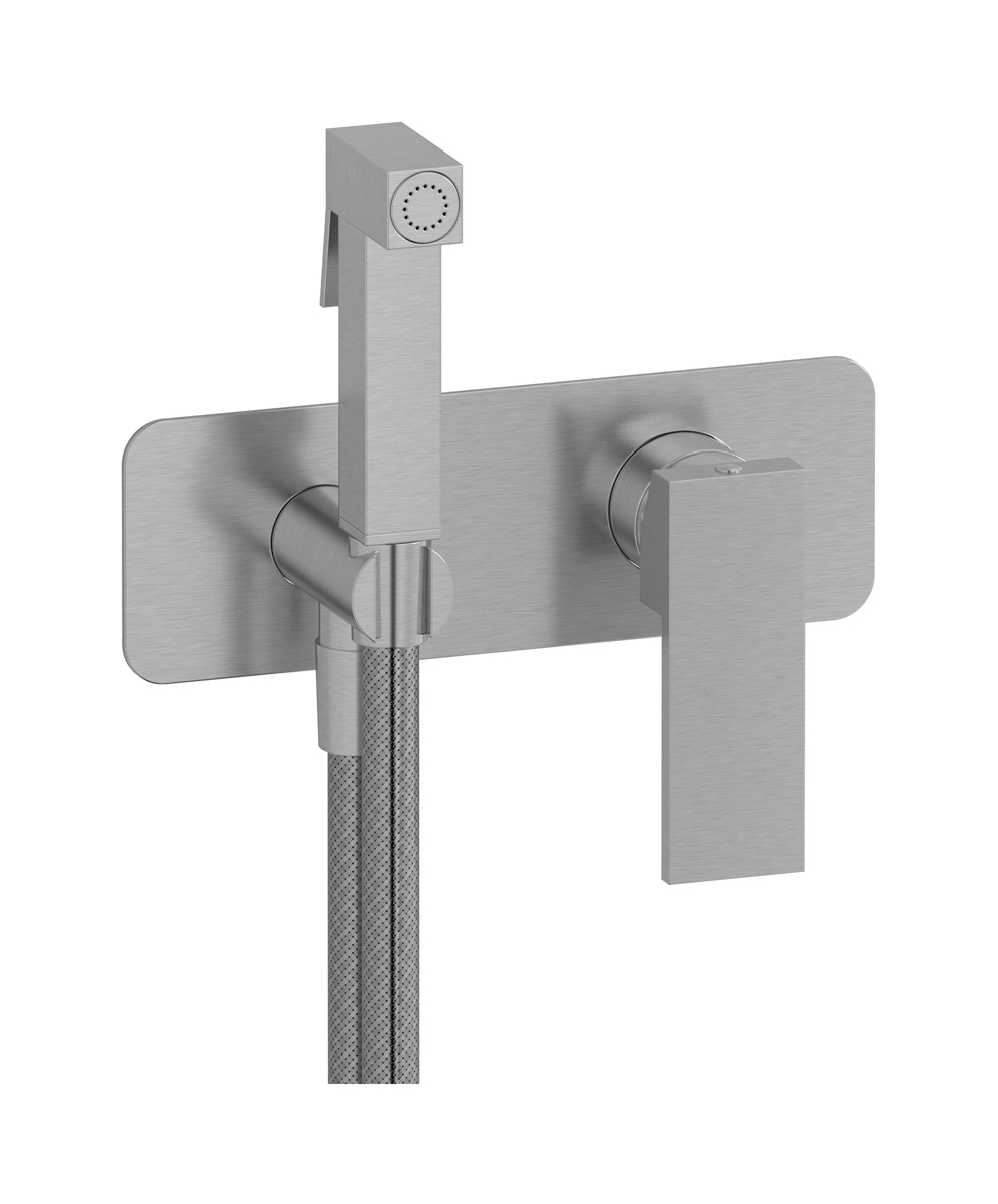 Внешние части гигенического душа со смесителем. WE ARE IB ru706ss Brushed Nickel Rubacuori 