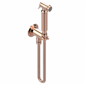 G2S-5840/9 Комплект для гигиенического душа: лейка с клапаном, усиленный шланг 1,25м и вывод для шланга со встроенным защитным остановом Thg-paris Frivole с рукоятками Розовое золото