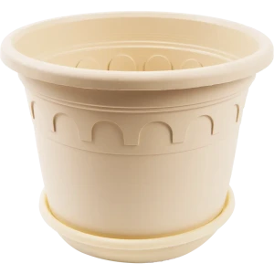 Горшок цветочный Газонcity Рома ø25.4 h19.5 см v5.9 л пластик бежевый