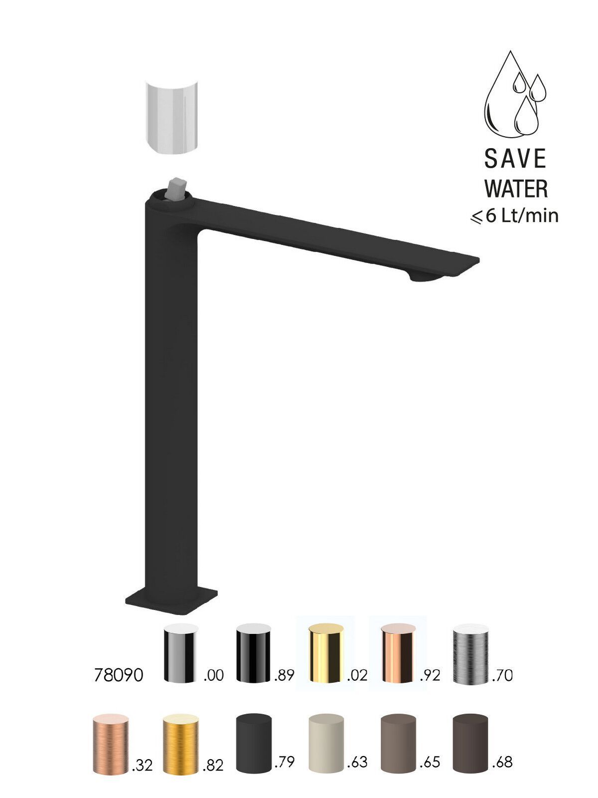 Смеситель для раковины высокого пола с ограничителем расхода Rubinetterie Frattini Narciso S ARCH-00042651 - Вид №8