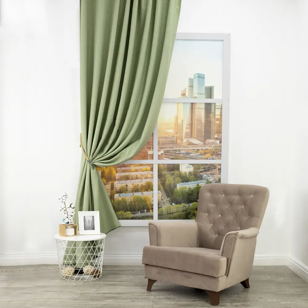 Santreyd Димаут лён - ткань для штор зеленого цвета 280 см 83868920 STLM-1417792 - Вид №3