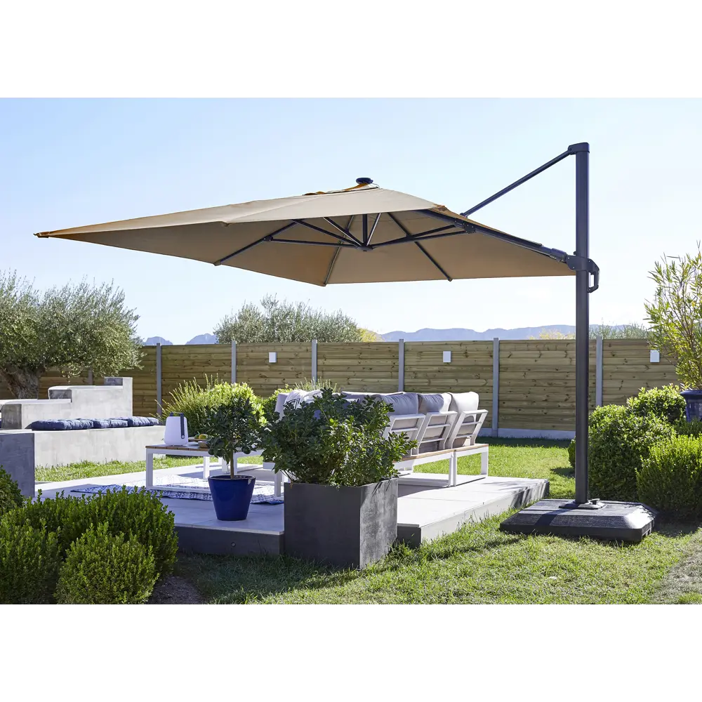 Зонт садовый Naterial Sonora 2.8х3.9 м бежевый с подставкой STLM-2005796 - Вид №18