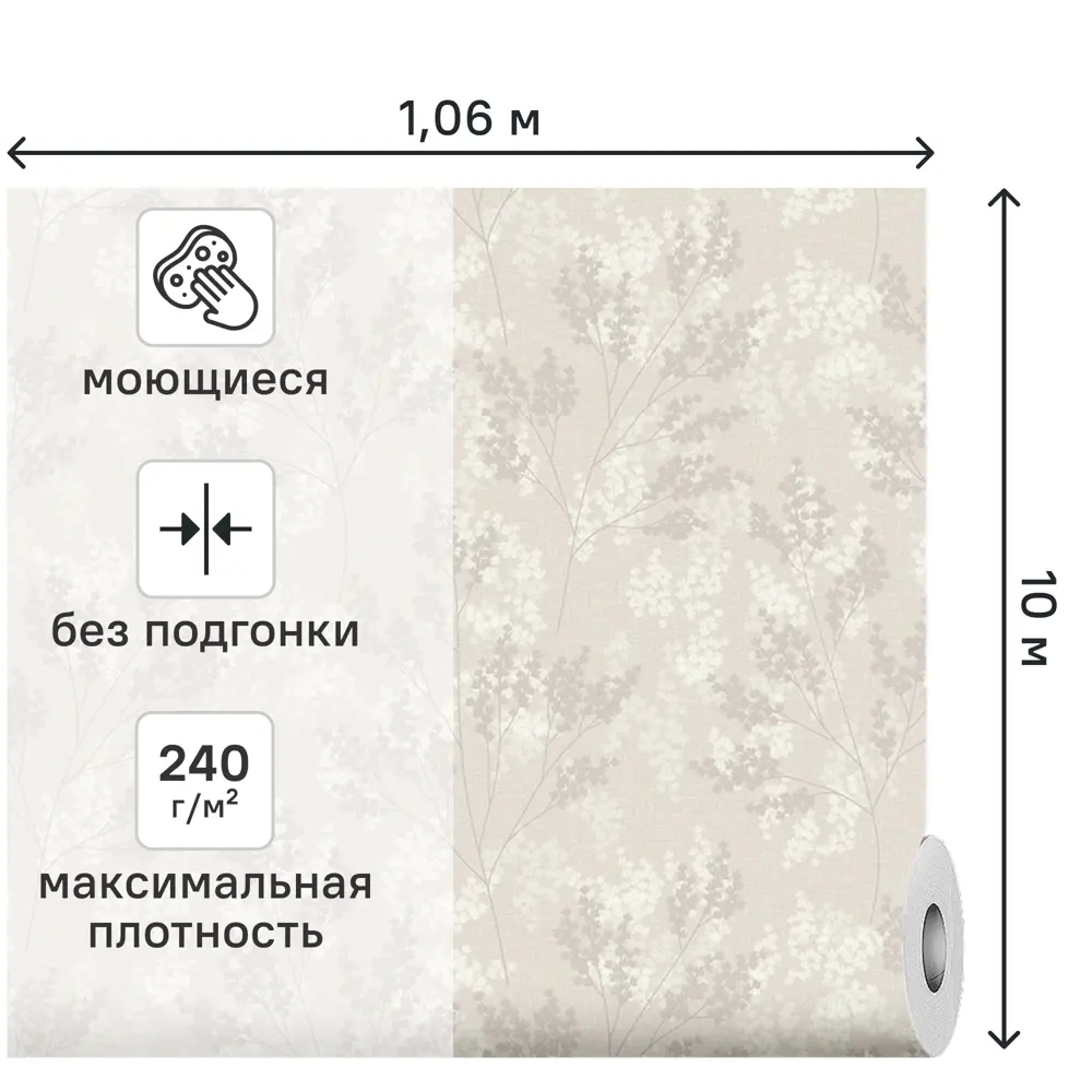 Обои флизелиновые Grandecolife Kantri 3 светло-бежевые 1.06 м R207138 STLM-2139065 - Вид №1