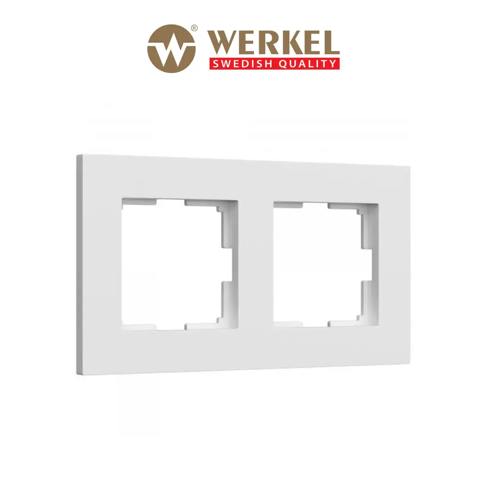 Рамка для розеток и выключателей Werkel Slab W0022961 2 поста цвет белый матовый