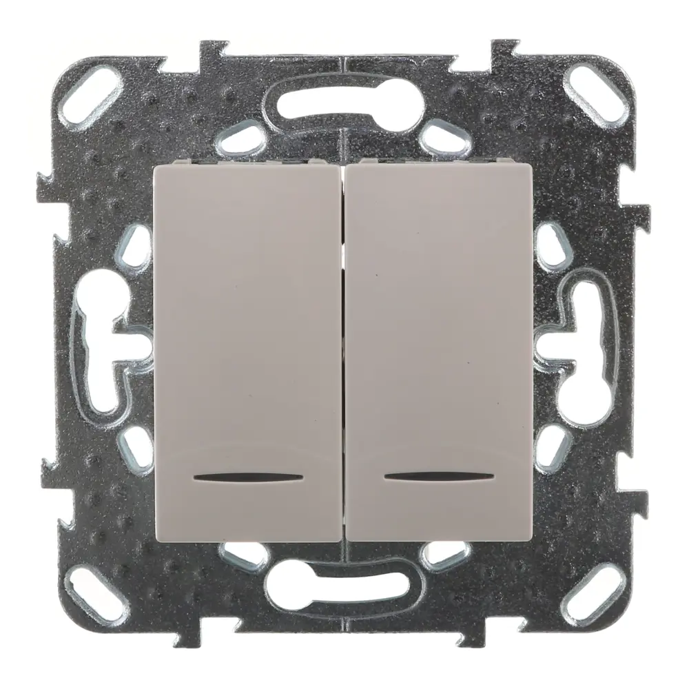 Выключатель встраиваемый Systeme Electric Unica 2 клавиши с подсветкой, цвет белый STLM-2163075