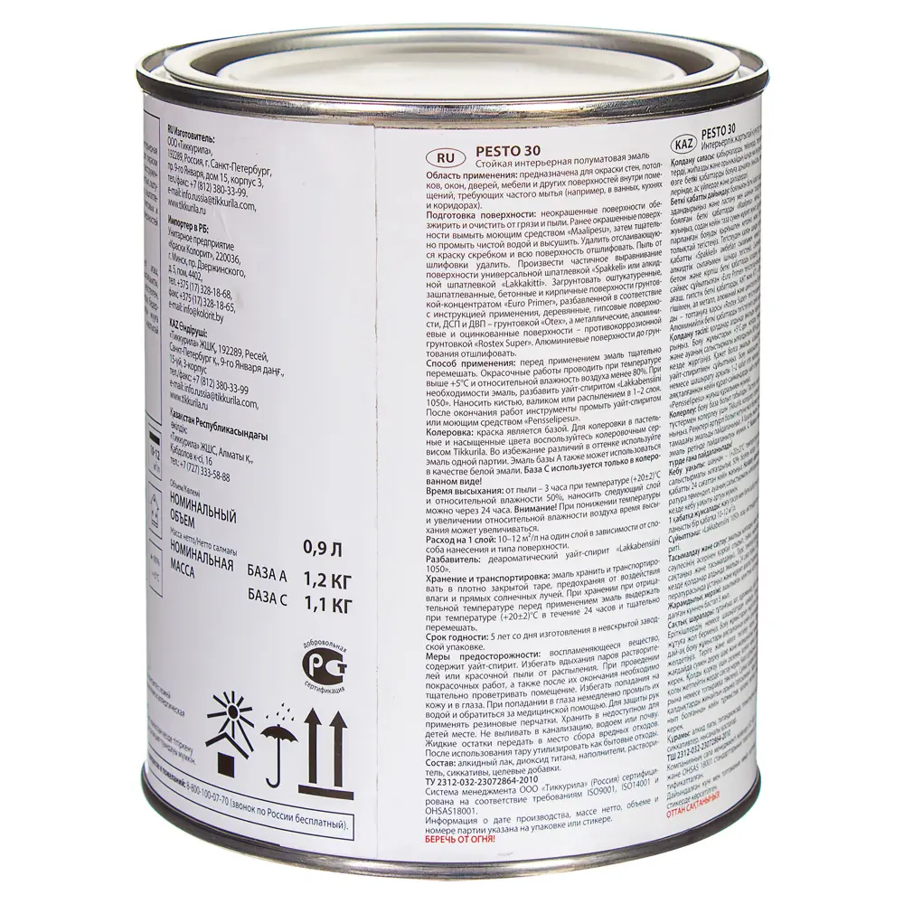 Эмаль Tikkurila Pesto 30 - универсальная полуматовая для интерьера и экстерьера 11690713 STLM-0001411 - Вид №2